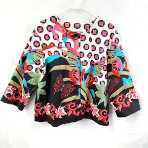 VTG Units Woman Butterfly Jacket Sz 1X Art to Wear 3/4 Sleeve Lg Button Lined